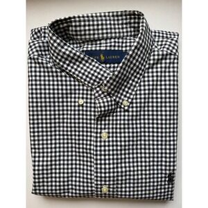 Ralph Lauren Gingham Button Down Shirt Black White XL Long Sleeve